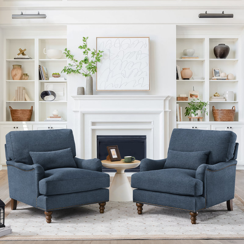 Fauteuil Hierro, 100 % lin bleu marine
