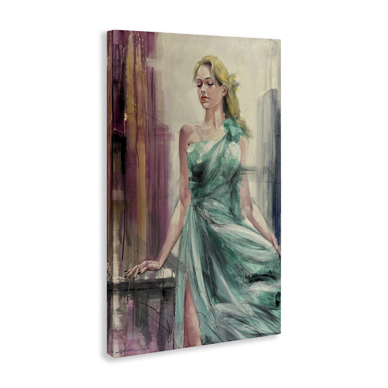 Élégante blonde en toile tendue, design par Lucille Lee, H 24 po x l 16 po