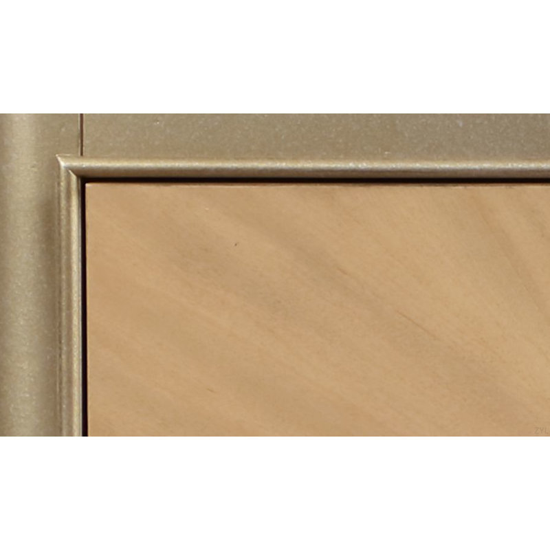 Natural Oak Sunburst Pattern & Taupe Champaign Finish Console Cabinet