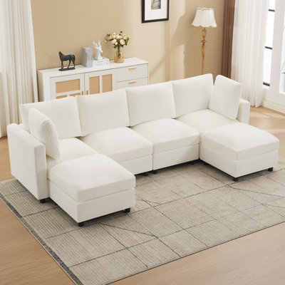 6 - Piece Upholstered Sectional, U-Shape Modular Couch