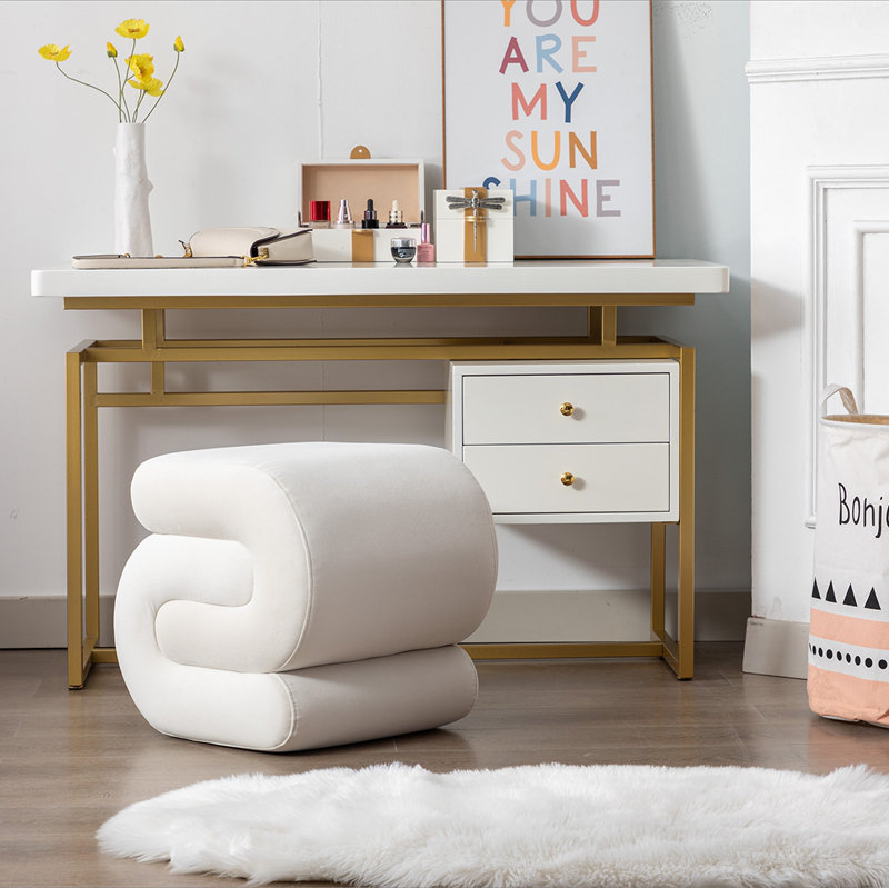 Tabouret de maquillage en S en forme de S, Blanc