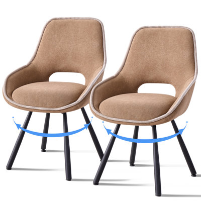 Swivel Dining Chairs Set Of 2, Modern Upholstered Fabric Kitchen Chair With Thicken Cushions for Living Room, Bedroom