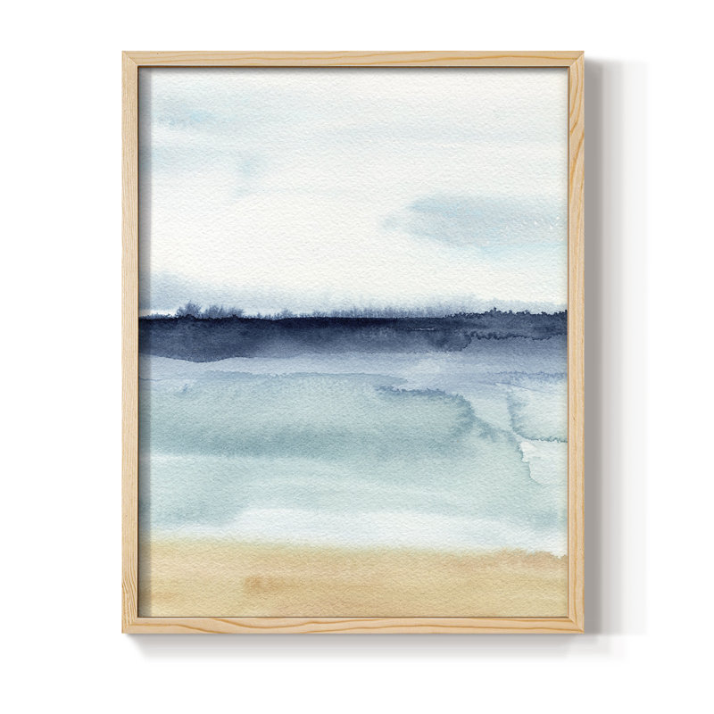 Watercolor Ocean Horizon I, reproduction encadrée - bois massif