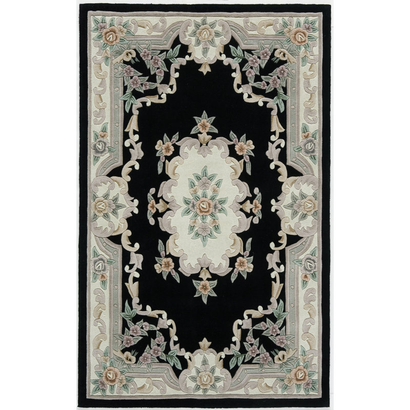 Tapis noir Aubusson, Rectangle de 5 pi x 8 pi