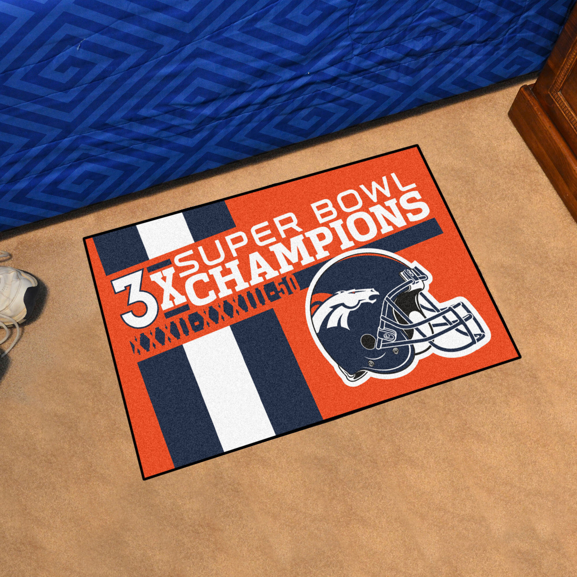 Fanmats Orange 3 ft. x 5 ft. Denver Broncos Vintage Area Rug