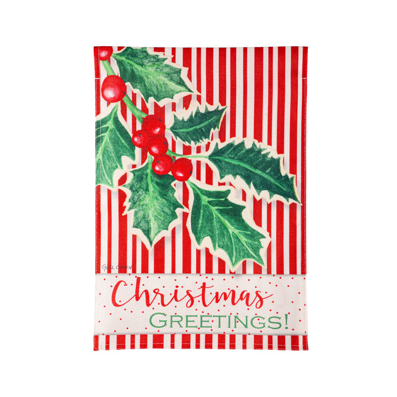 Drapeau de jardin en toile de jute Christmas Greetings