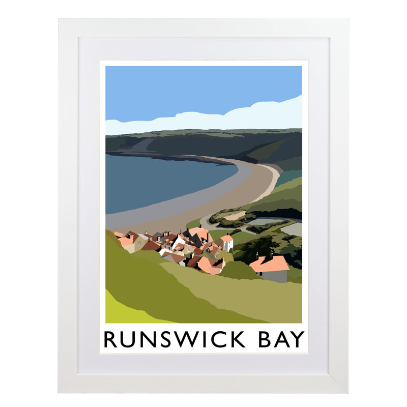 'Runswick Bay 2' by Richard O'Neil - Print, White Wood Frame, 43.5 cm H x 33.5 cm W x 2.2 cm D