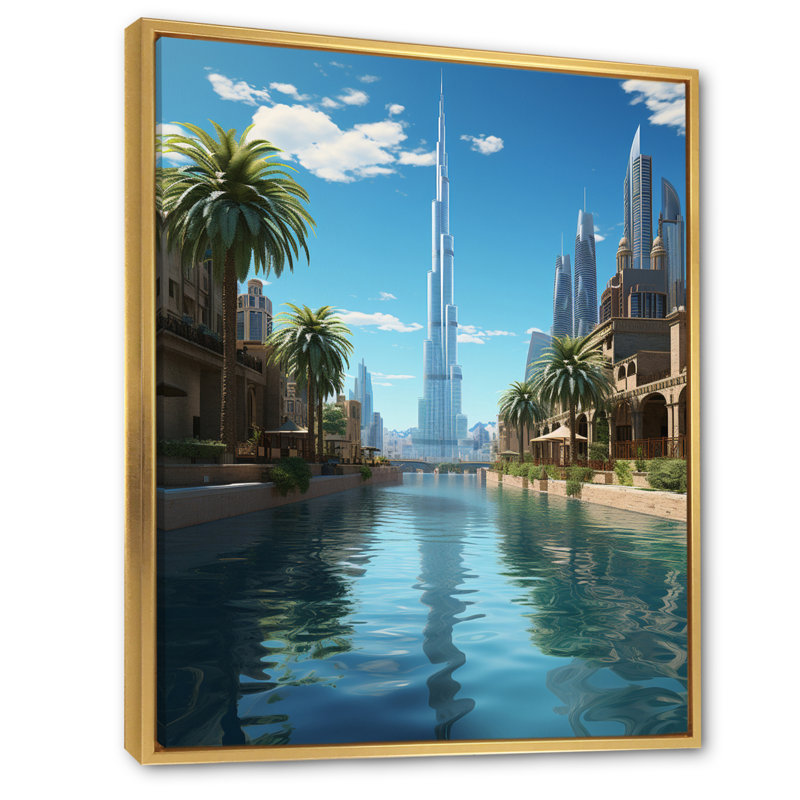 Cityscapes, reproduction d'art sur toile, H 32 po x l 16 po x P 1 po, Cadre flottant doré