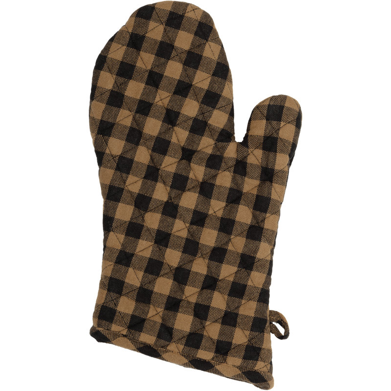 August Grove® Mancheer 100% Cotton Oven Mitt, Black/Khaki
