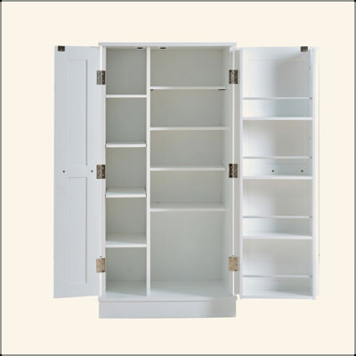 Armoire de rangement pour garde-manger autoportante avec portes et tablettes réglables pour la cuisine
