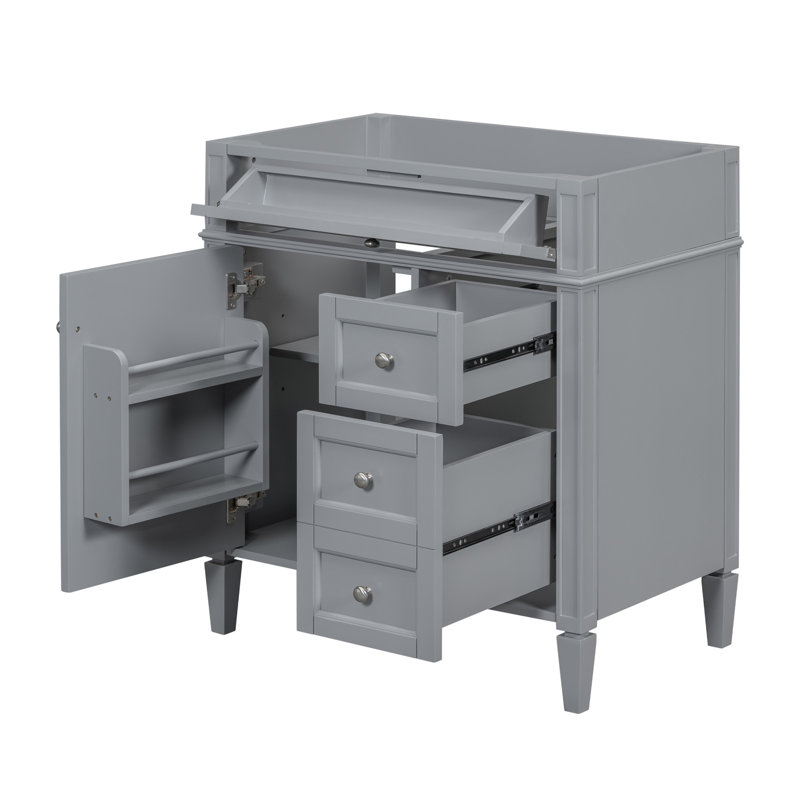 Meuble-lavabo de salle de bain de 30 po sans lavabo supérieur, armoire de rangement moderne avec 2 tiroirs et un tiroir rabattable (BASSIN INCLUS)