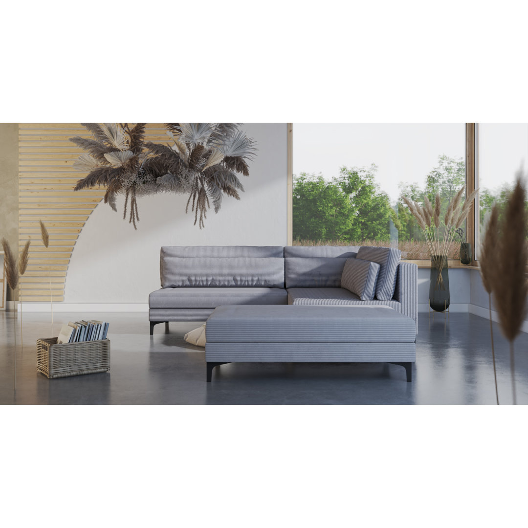 Ecksofa aus Cord mit Bettfunktion