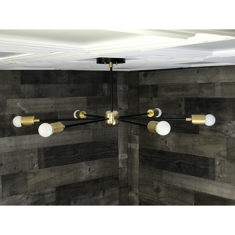 Lustree shpere 6 lumières spoutnik Maxime, Noir / Laiton