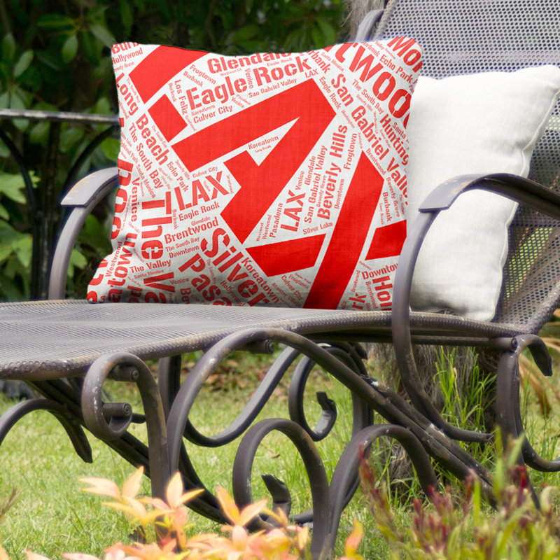 Coussin intérieur/extérieur los angeles, H 16 po x l 16 po, Rouge, Non