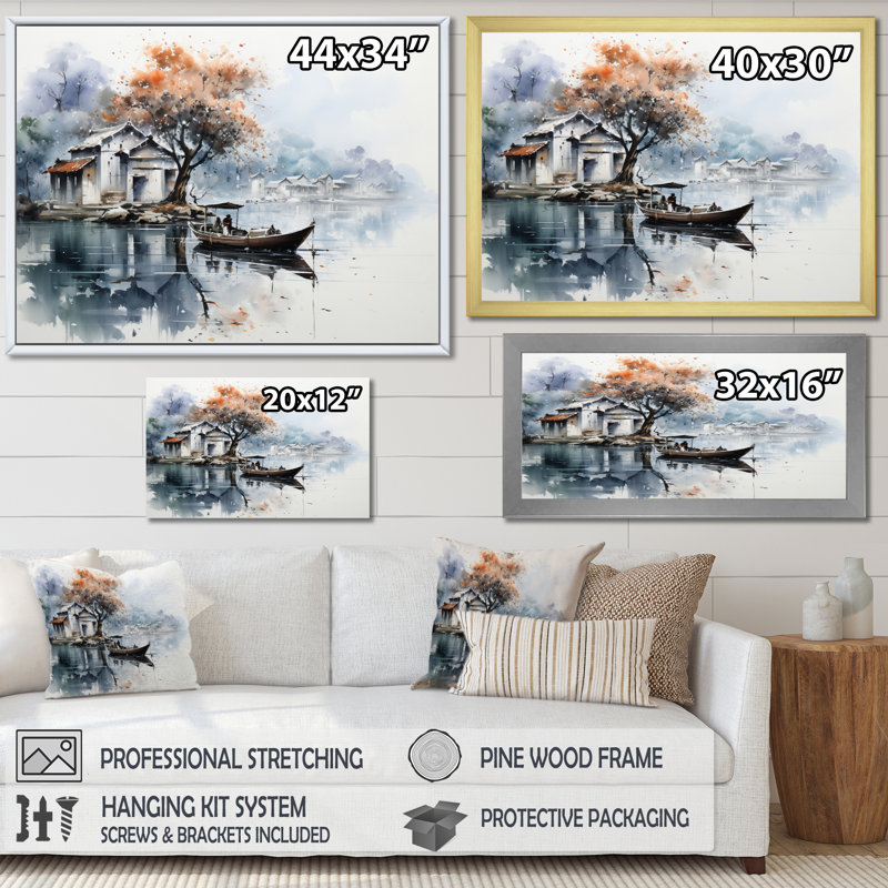 «Vietnam Hue Perfume River Boat», reproduction sur toile, Cadre photo argenté, H 30 po x l 40 po x P 1,5 po