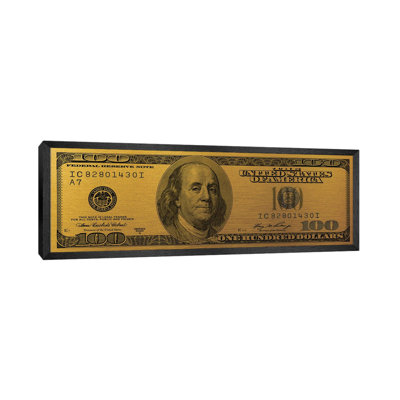 Hundred Dollar Bill - Gold - Panoramic Print on Canvas
