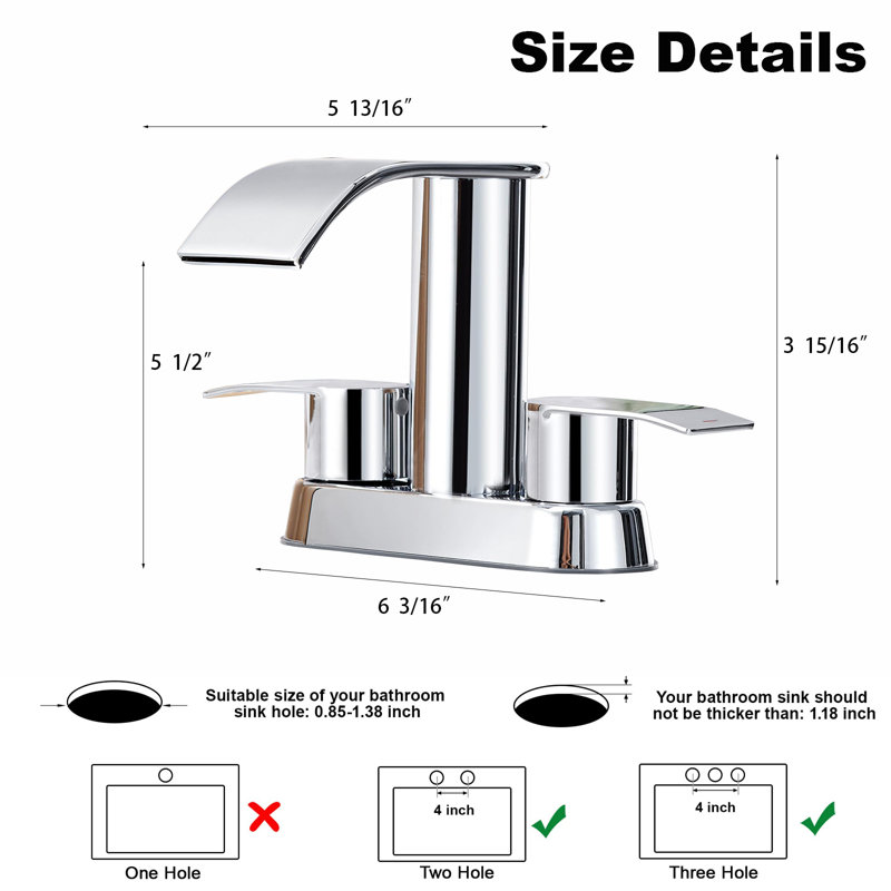 Stunning Waterfall Bathroom Faucet With Free Pop-Up Drain, Chrome