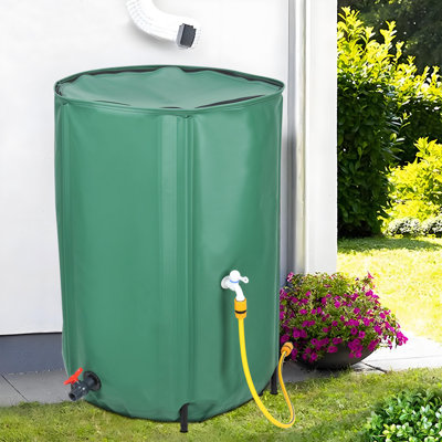 53/100 Gallon Rain Barrel Water Collection System, Collapsible Portable Water Storage Tank, Rainwater Collector with Filter, Faucet with Switch