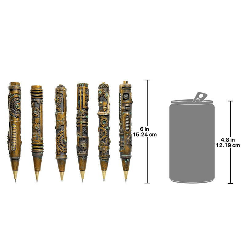 Industrial Steampunk 6 Piece Decorative Pen Set