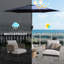 Parasol de table d'extérieur 7,5 pi, tissu, évent, facile à utiliser pour le jardin, la terrasse, le parasol de patio bleu marine avec cour arrière 180G, plage, piscine