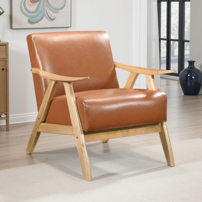 Fauteuil club Indy, similicuir, bois massif