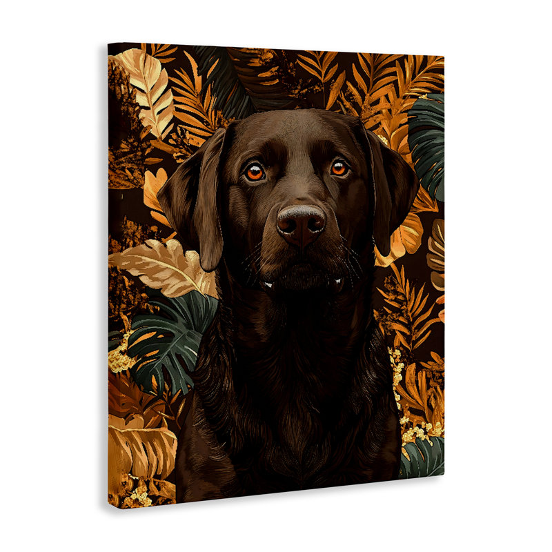Labrador with Golden Leaves Canvas, design by Creative Studio, 30 x 24