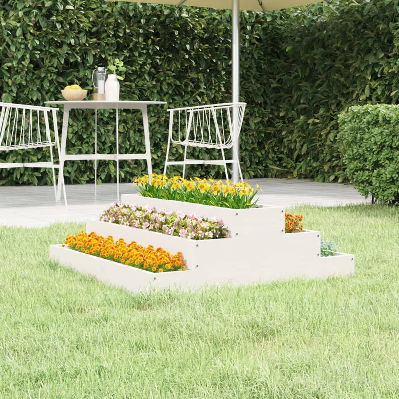 Arevalo Self-Watering Wood Raised Garden Bed, White, 27cm H x 80cm W x 80cm D