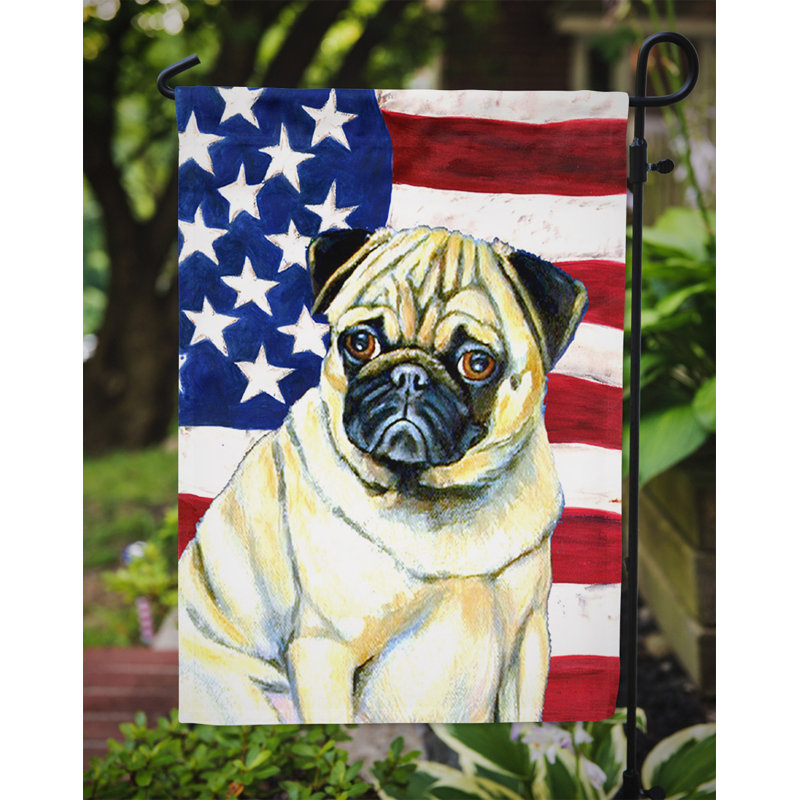 2 côtés en polyester de 2 côtés american drapeau de jardin, Rat terrier
