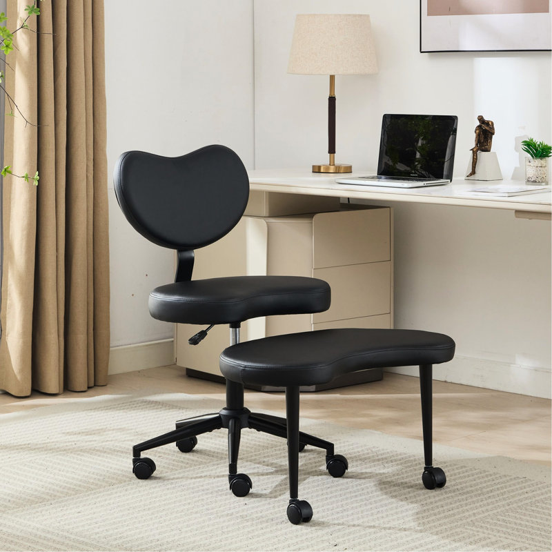 Chaise, chaise à pieds croisés avec roulettes, support lombaire de bureau, tabouret réglable, coussin de siège grande taille, design, Fidgety individuels, Comfort Support Plus: unité centrale noire, version améliorée, design pour