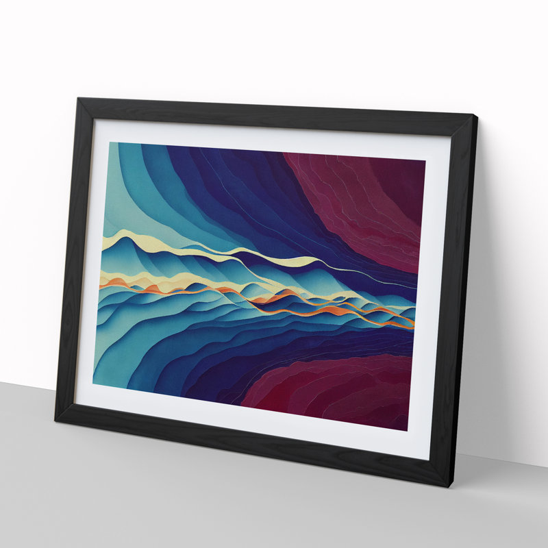 Watercolour Soundwave Vol.1 Abstract - Single Picture Frame Print, 46cm H x 64cm W, Black