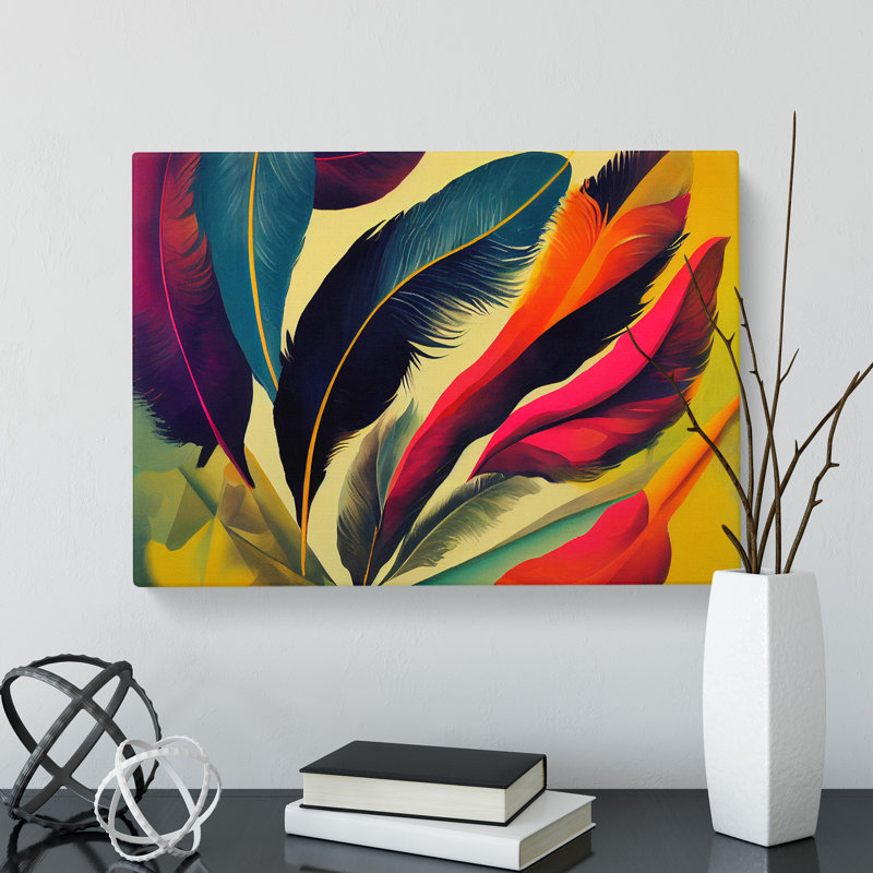 Bold Bird Feathers - Wrapped Canvas, 50cm H x 76cm W x 3cm D