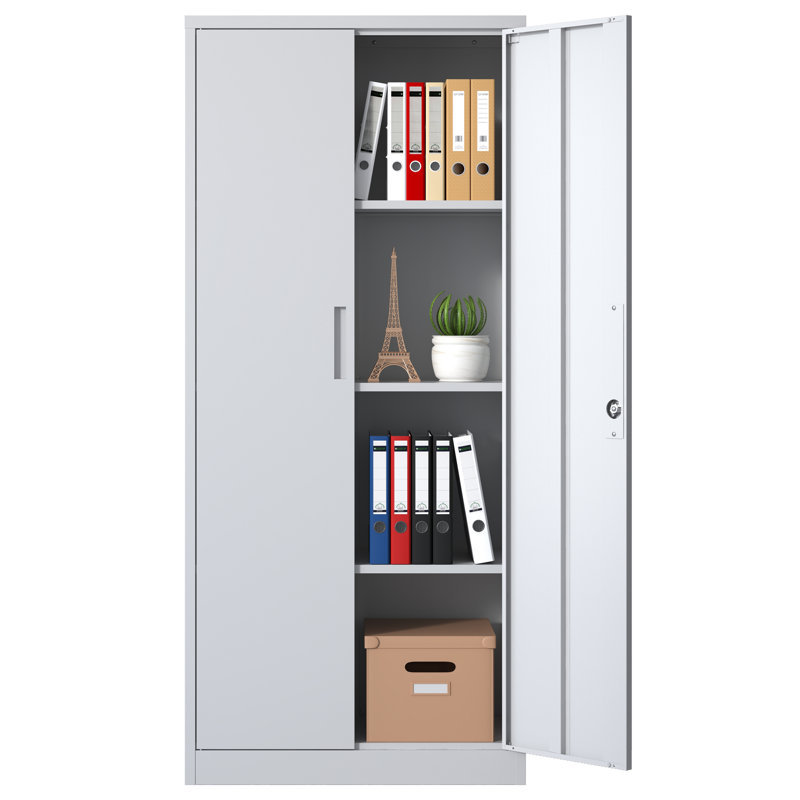 71"H Metal Garage Storage Cabinet, White Tool Steel Locking Cabinet With Doors And 3 Adjustable Shelves, Tall Cabinets For Garage Storage Systems Lockable File Cabinet For Home Office,Classroom,Pantry, Cabinet