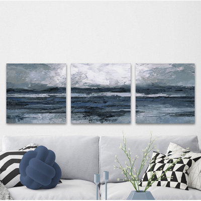 Dark Vast Ocean II by Parvez Taj - 3 Piece Multi-Piece Image on Canvas