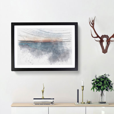 Sunset over Mojstrovka in Slovenia Sketch - Picture Frame Graphic Art Print