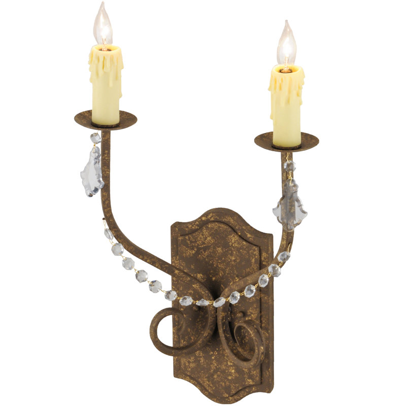 Samuel Gold and Brown Hand-Forged Candle Wall Sconce
