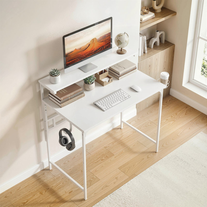 Metal Base Computer Desk, White