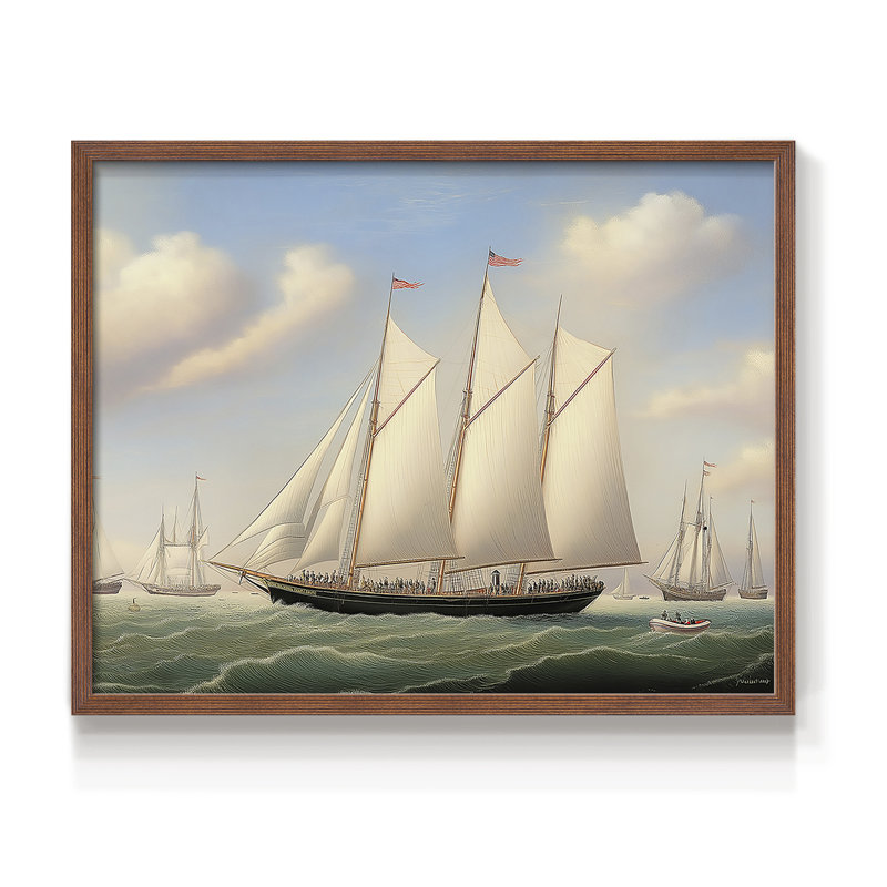 Nautical Series-LXXXIII -Framed Print - Restickable, H 16 po x l 20 po, Noyer