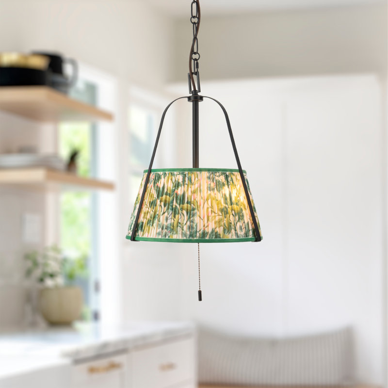 Luminaire suspendu noir mat 13 po Scout, 13 po, Lin vert, Noir mat