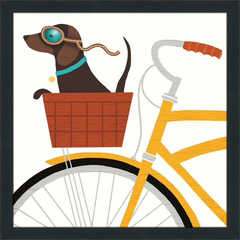 Reproduction d’art sur toile encadrée "beach bums teckel Bicycle I", H 39,5 po x l 39,5 po