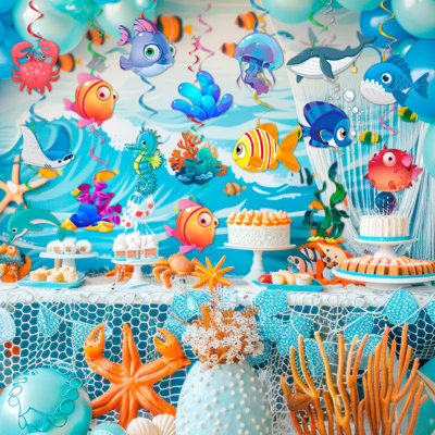 Sea Animals Hanging Swirl, 32 Pcs Marine Animal Hanging Swirls