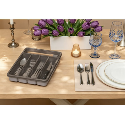 Boîte de rangement pour couverts en argent avec ustensiles et couvercle