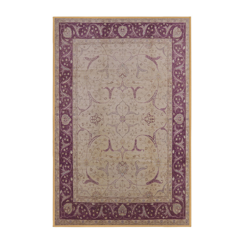 Tapis oriental mauve / ivoire Avarayr, Rectangle 2 pi x 3 pi