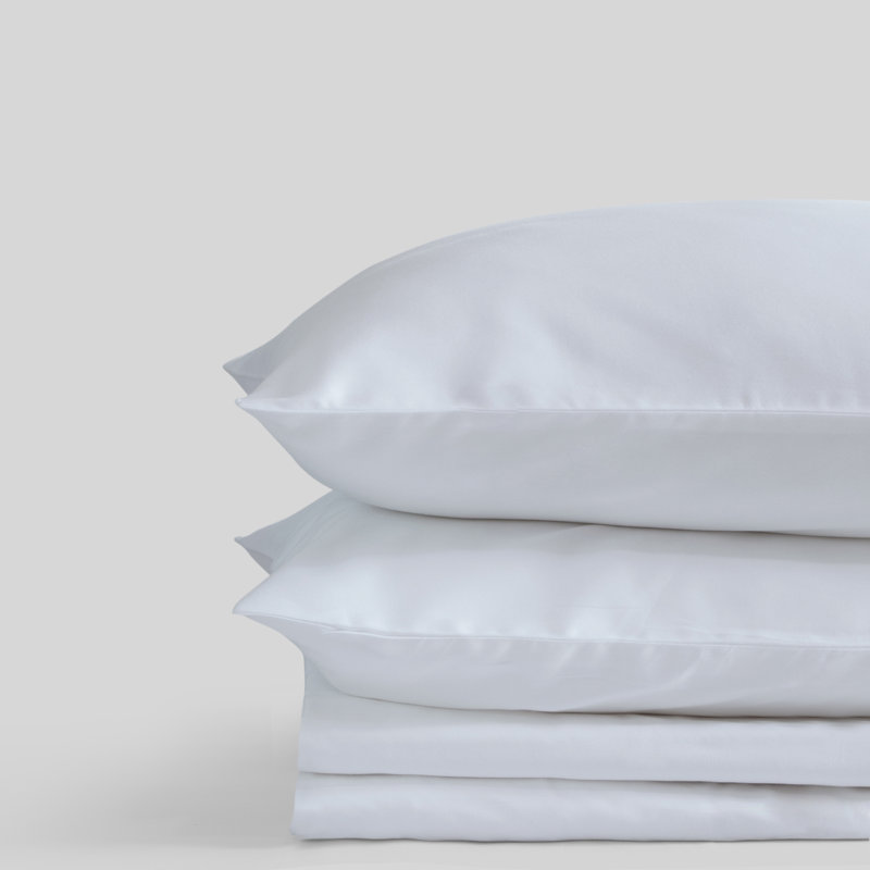 Ensemble de draps 100% coton 400 fils Sateen, Blanc, Simple