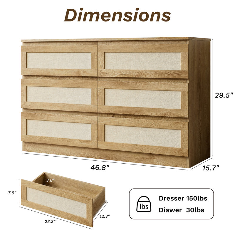 Cindyann 46.9'' W 6 - Drawer Dresser