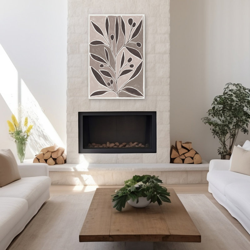 Feuille moderne gris neutre noir moderne, H 48 po x l 32 po