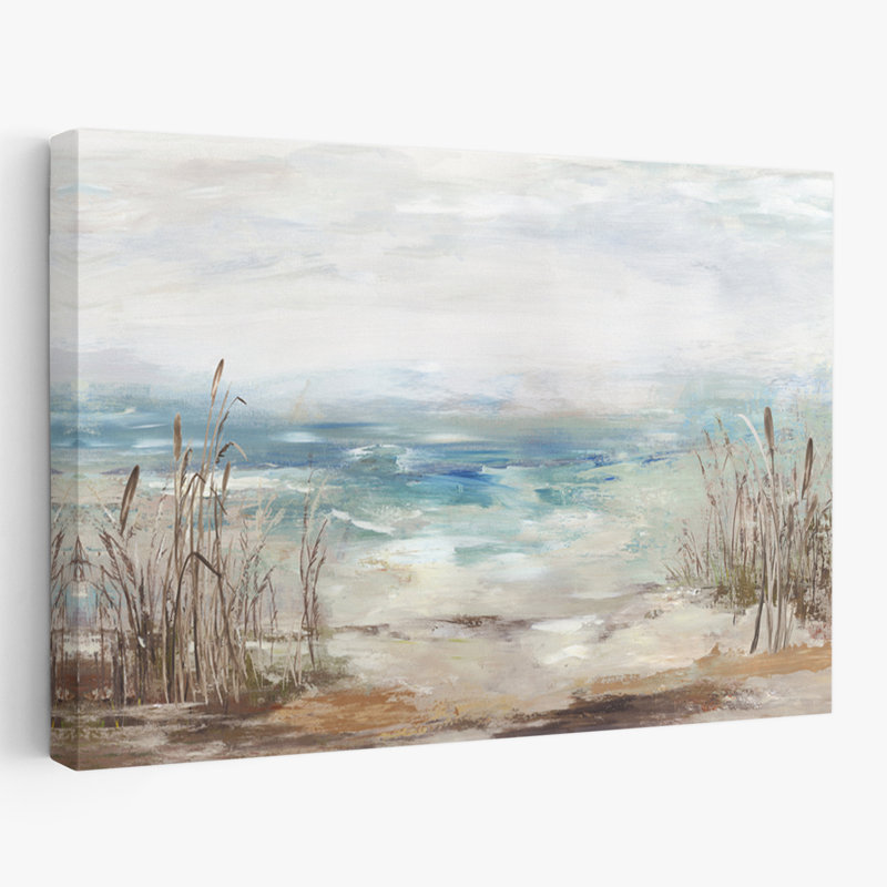 Paysage marin et vagues côtières à distance, H 32 po x l 48 po