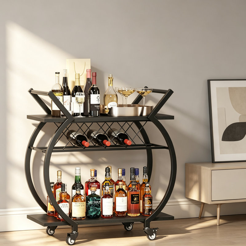Wine Bottle & Glass Rack, Black