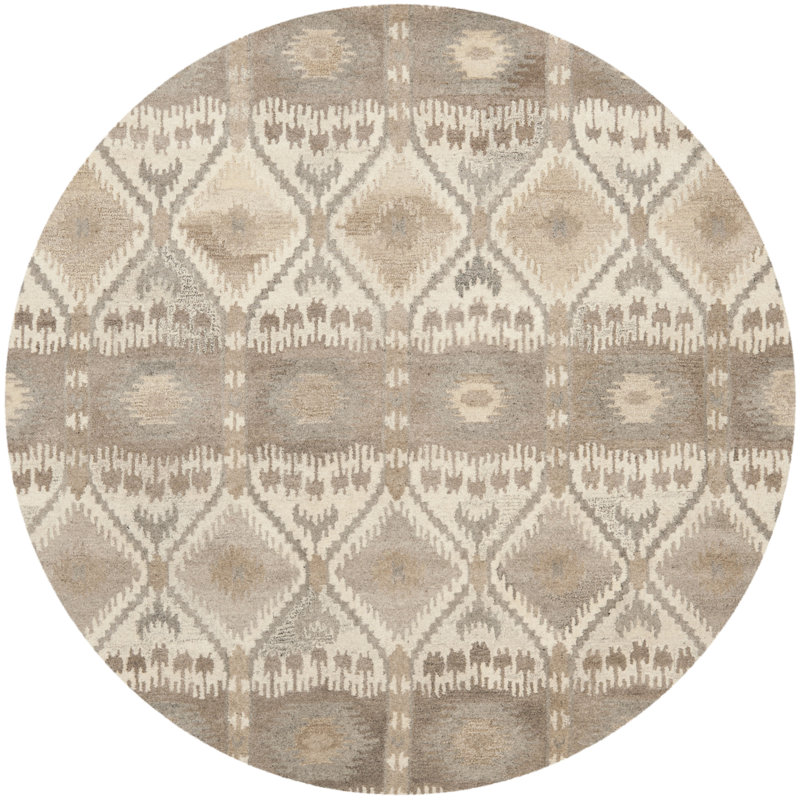 Kouerga Hand Tufted Wool Abstract Rug, Round 7'