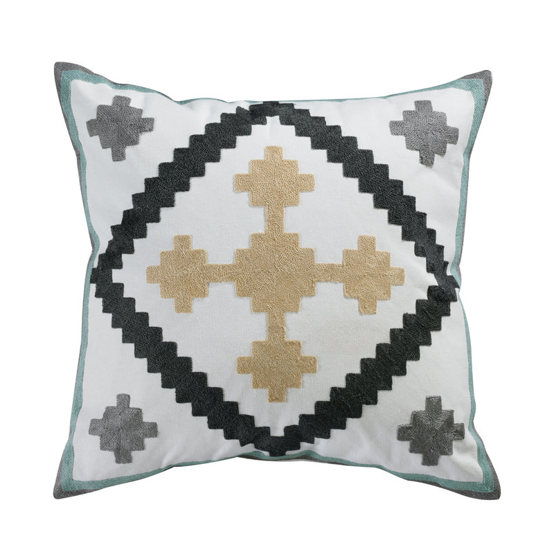 Suri Embroidered Cotton Throw Pillow