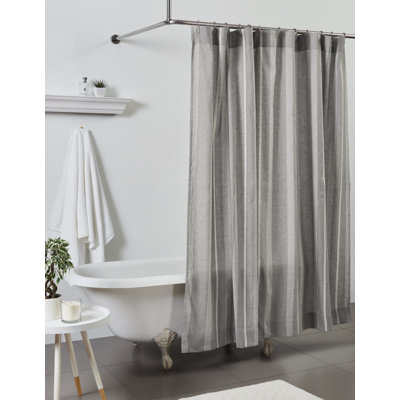 Gad Cotton Blend Striped Shower Curtain